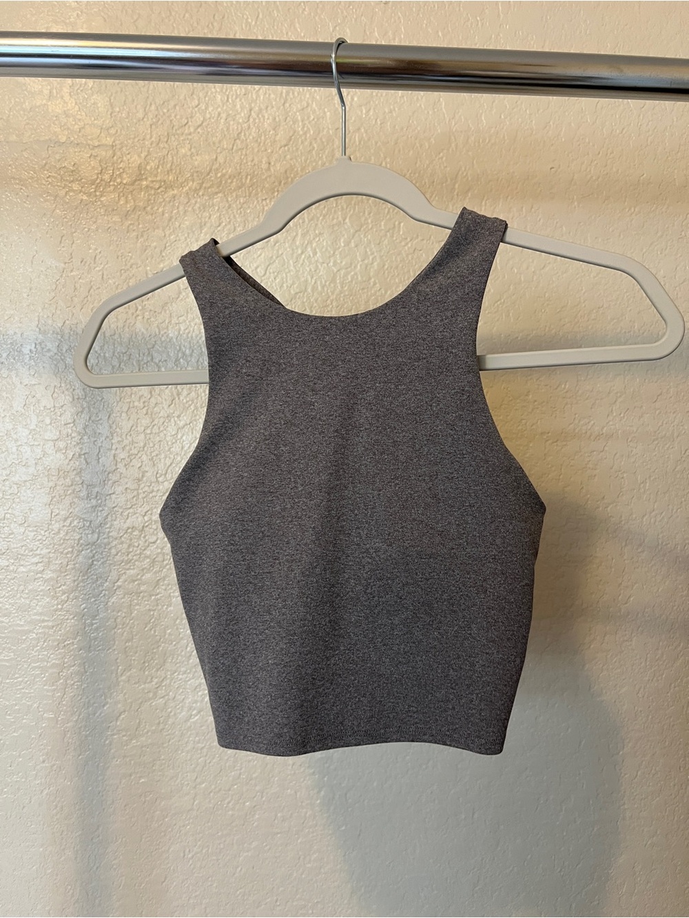 Athleta Heather high neck Gray Crop sports bra tank